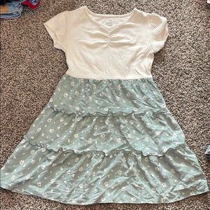 Wonder Nation White Green Floral Girls Dress